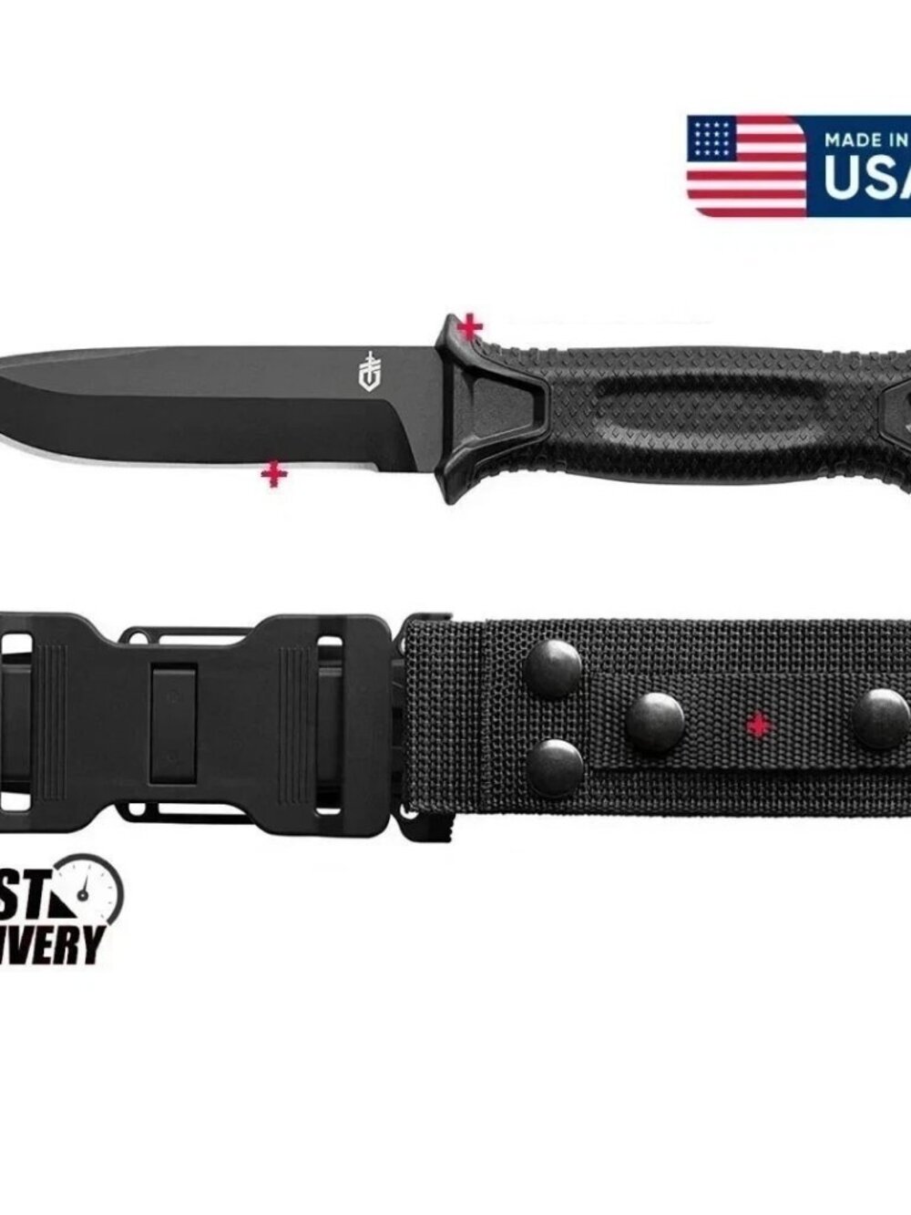 Gerber Gear StrongArm - Fixed Blade, Full Tang Knife - Black, Plain Edge